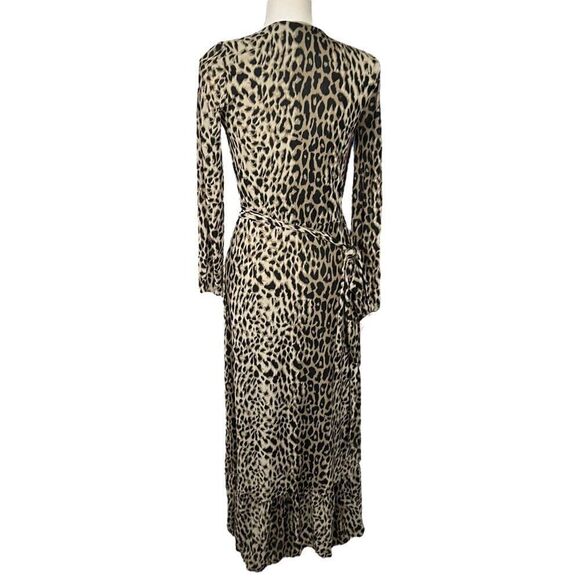 Aritzia Little Moon Celestia Leopard Print Long Sleeve Wrap Dress Size Medium - Picture 2 of 10